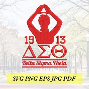 Diseño de bordado a máquina de la señal de mano Delta Sigma Theta 1913, descarga digital imagen 1
