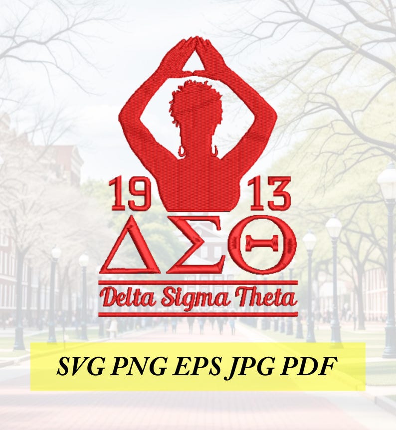 Diseño de bordado a máquina de la señal de mano Delta Sigma Theta 1913, descarga digital imagen 1