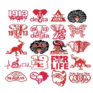 Delta Sigma Theta pack Cut File, Silhouette Cricut, Jpeg, dfx, svg, eps, png, clip art