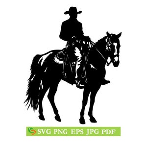 Vaquero caballo rodeo svg Cortar archivo, Silueta Cricut, Jpeg,eps, png, clip art