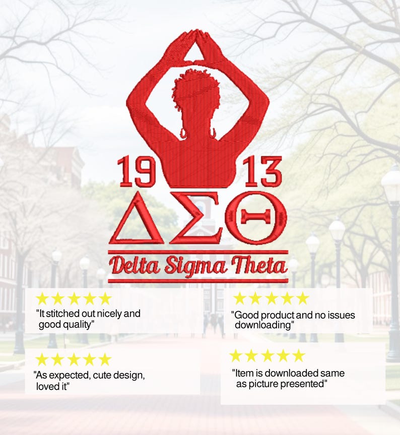 Diseño de bordado a máquina de la señal de mano Delta Sigma Theta 1913, descarga digital imagen 2