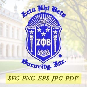 Zeta Phi Beta Shield Old English color machine embroidery design files