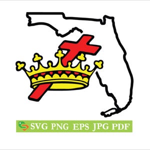 Cyrene Crusaders Krone und Kreuz Florida Silhouette, Cricut, Jpeg, cut Datei, svg, eps, png, clip art