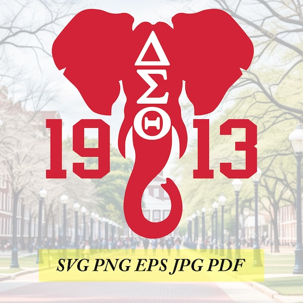 Archivo de corte de elefante Delta Sigma Theta: SVG, PNG, EPS (descarga digital)