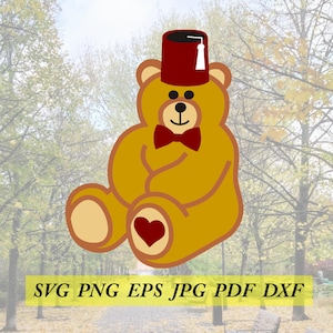 Archivo de corte de oso Shriner, silueta, Cricut, JPEG, SVG, DFX, EPS, PNG, imágenes prediseñadas