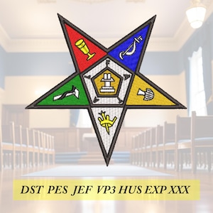 Order of the Eastern Star OES machine embroidery design files, instand download