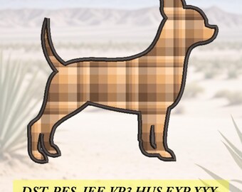Chihuahua dog applique machine embroidery design files, dst, pes, jef, exp, hus, xxx, vp3, EMB