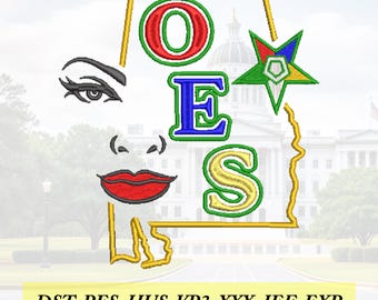 Archivos de diseño de bordado a máquina Lady Alabama OES de la Orden de la Estrella del Este