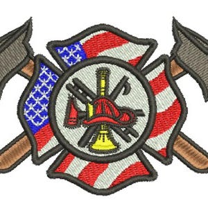 Amerikanisches Feuerwehrschild Stickdatei für die Stickmaschine