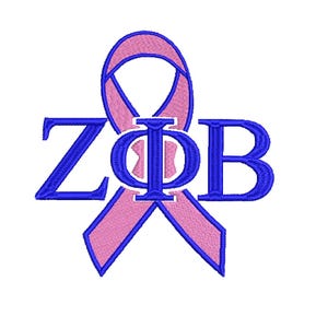File di disegno per ricamo a macchina per la sensibilizzazione sul cancro Zeta Phi Beta