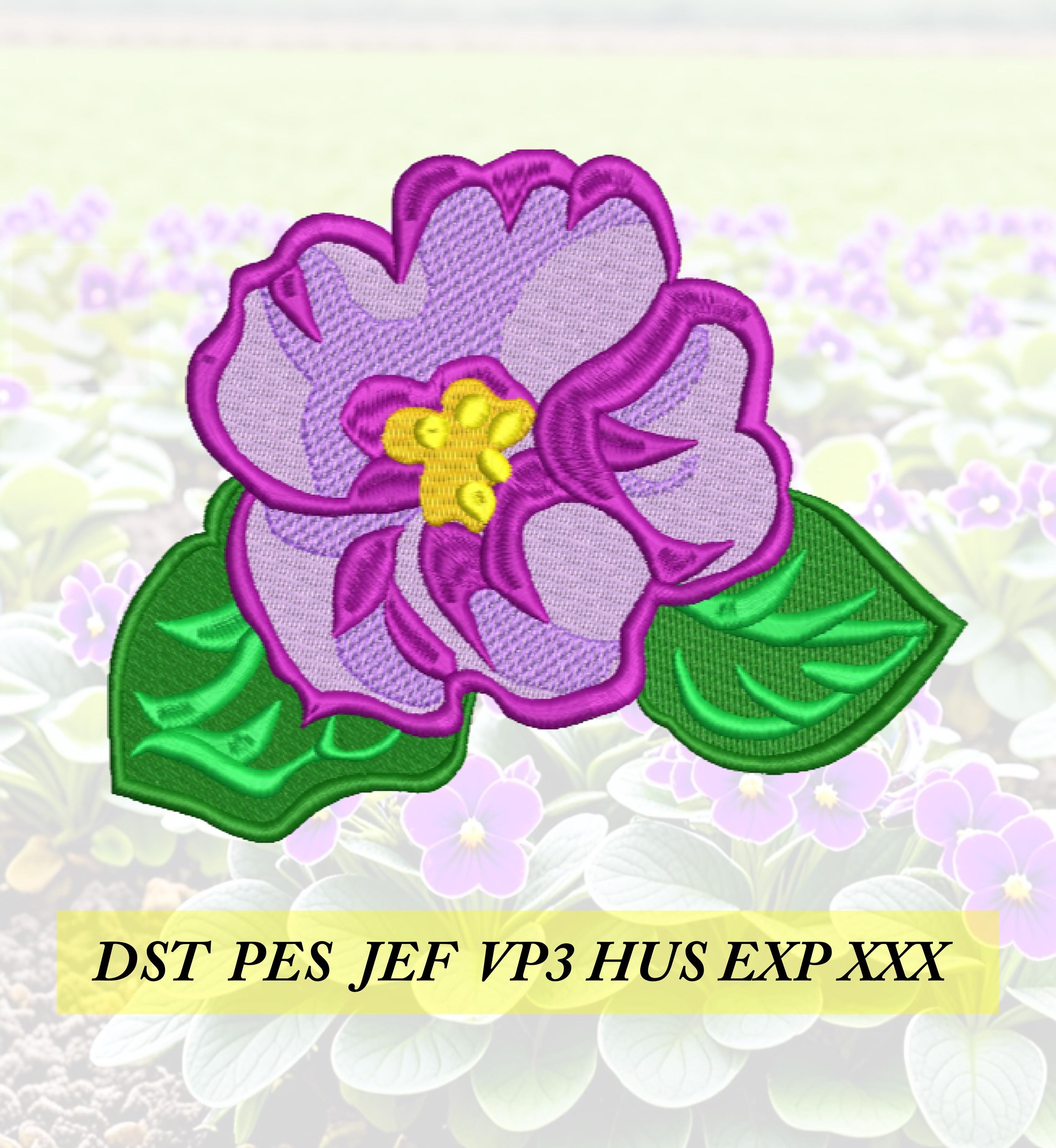 African Violet Machine Embroidery Design Files, Dst, Pes, Jef, Exp