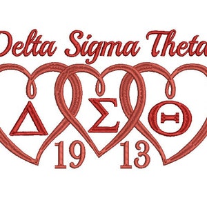 Delta Sigma Theta hearts embroidery design