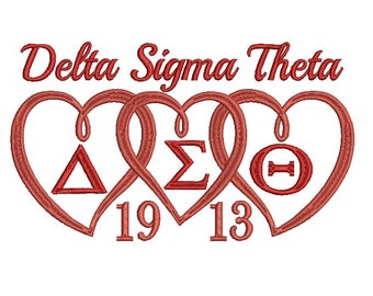 Delta Sigma Theta hearts embroidery design