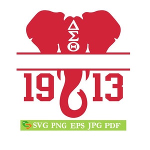 Delta Sigma Theta Elephant Split Monogram: SVG, PNG, Clipart (Digital Files)