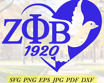 Zeta Phi Beta heart dove cut File, Silhouette,Cricut, Jpeg, svg,dfx, eps, png