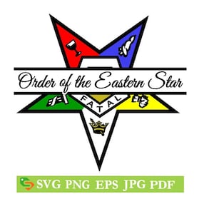 OES, Order of the Eastern Star  Cut File, Silhouette Cricut, Jpeg,dfx,svg, eps, png, clip art