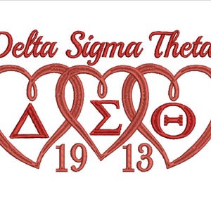 Delta Sigma Theta hearts embroidery design