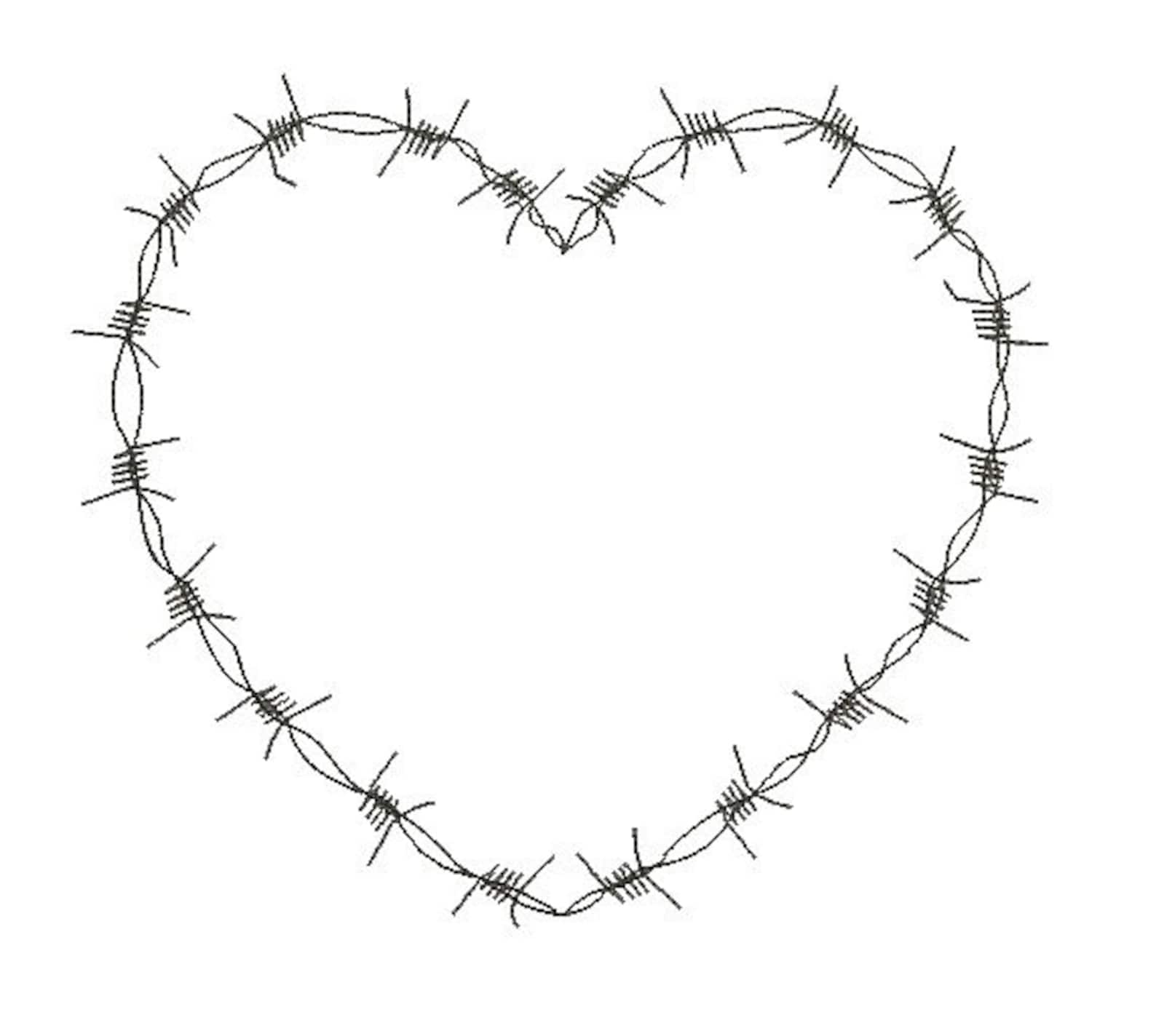 Barbed Wire Heart Redwork Embroidery Designinstant Etsy