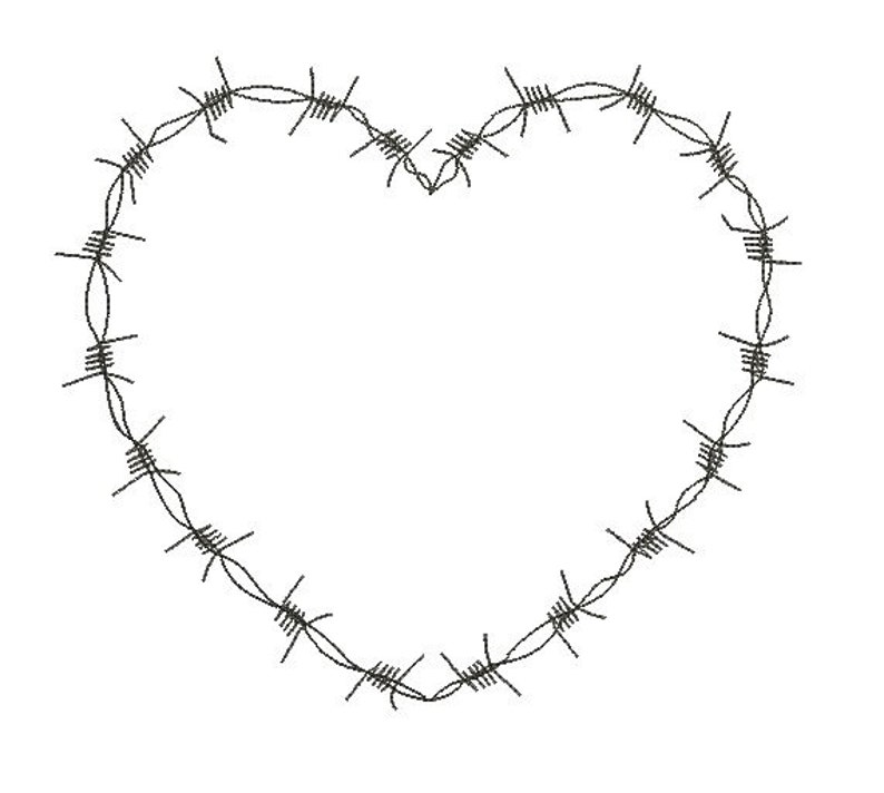 Barbed Wire Heart Redwork Embroidery Designinstant Etsy
