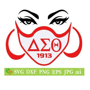 Delta Sigma Theta masked Lady cut File, Silhouette,Cricut, Jpeg, svg,dfx, eps, png, clip art