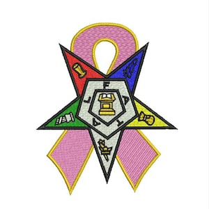 OES order of the eastern star cancer ribbon machine embroidery design files