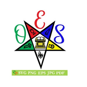 OES, Order of the Eastern Star  Cut File, Silhouette Cricut, Jpeg,dfx,svg, eps, png, clip art