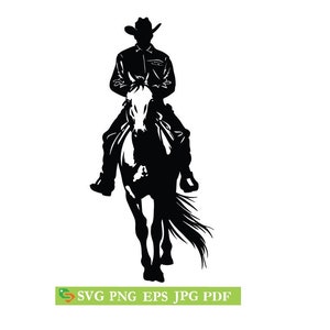 Archivo de corte svg de caballo vaquero, Cricut de silueta, Jpeg, eps, png, Imágenes prediseñadas
