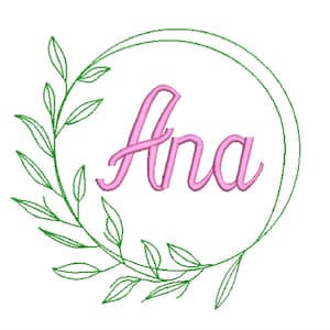 Leaf frame monogram machine embroidery design