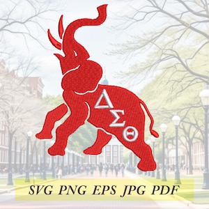 Delta Sigma Theta elephant machine embroidery design files