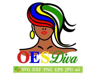 OES diva, ordine della stella d&#39;oriente, Silhouette, Cricut, file tagliati, Jpeg, dfx, svg, eps, png, clip art