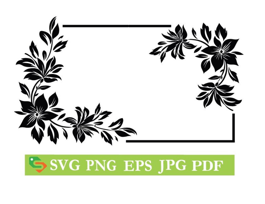 FLORAL BORDER Svg, Flower Border Svg, Flower Cut File, Floral Svg