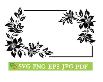 Floral Border SVG: Flower Cut File, Wedding Template (Digital Download)