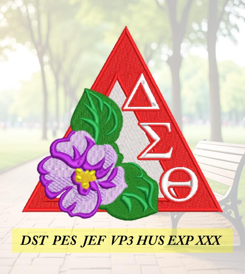 Delta Sigma Theta African violet machine embroidery design files image 1