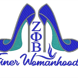 Zeta Phi Beta Finer Womanhood-ontwerpbestanden voor machineborduurwerk
