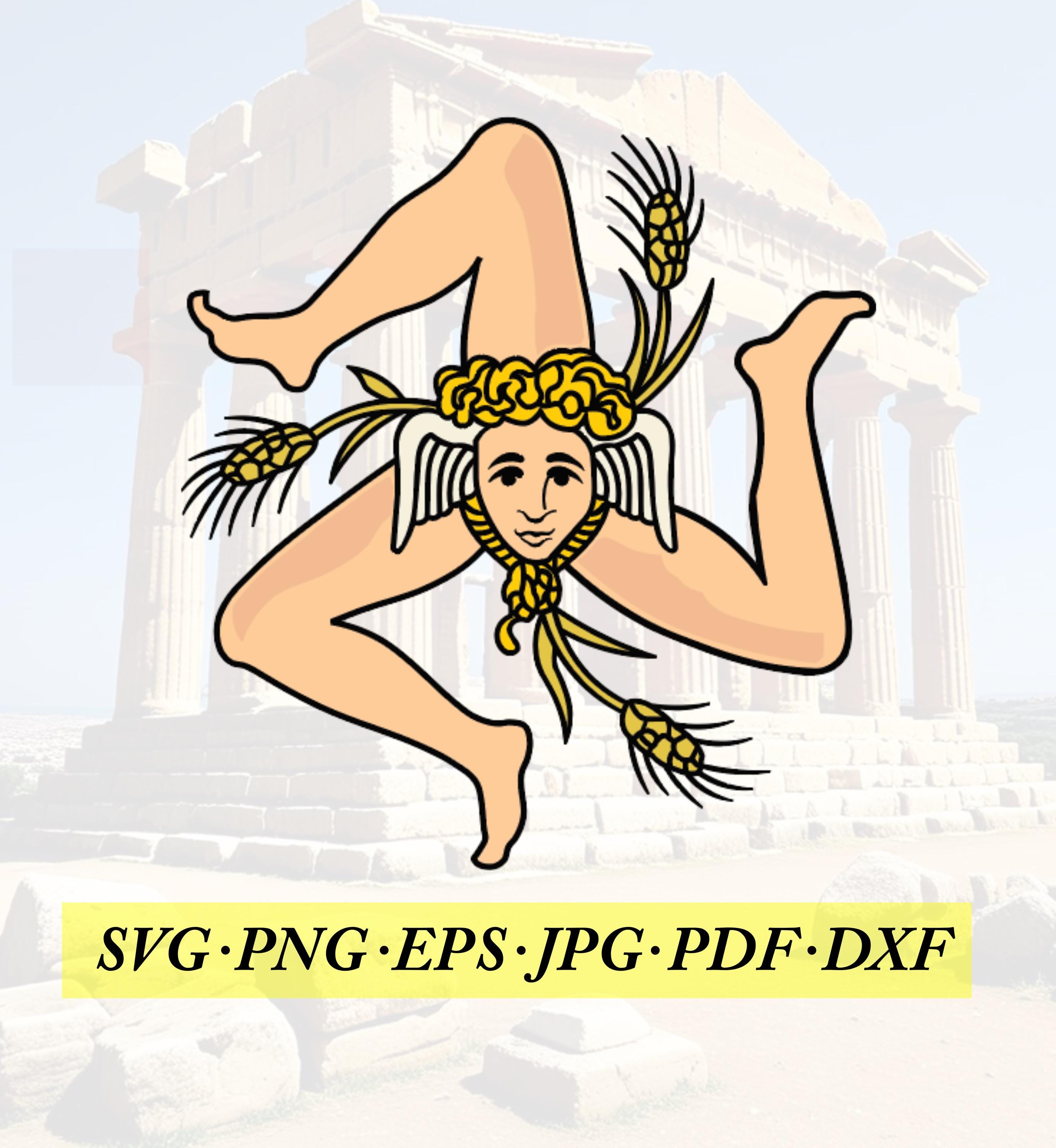 シチリアのトリナクリア、カットファイル、シルエットクリカット、Jpeg