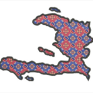 Haiti map applique machine embroidery design files