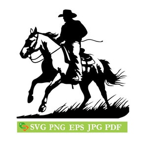 Cowboy rodeo horse silhouette svg Cut File, Silhouette Cricut, Jpeg,eps, png, clip art