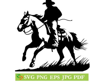Cowboy Rodeo Pferd Silhouette svg Schnitt Datei, Silhouette Cricut, Jpeg, eps, png, Clip Art