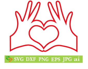 heart hand sign cut File, Silhouette,Cricut, Jpeg,svg, eps, png, clip art