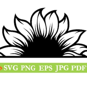 Halve zonnebloem SVG, zonnebloem split monogram png, zonnebloem clipart, zonnebloem vector, Cricut gesneden bestand, sublimatie