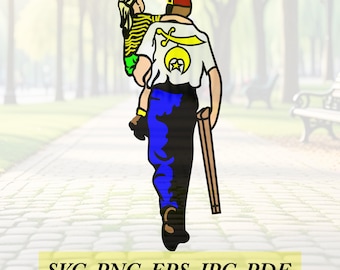 shriner with child,Cut File, Silhouette,Cricut, Jpeg,svg, dfx, eps, dfx,png, clip art