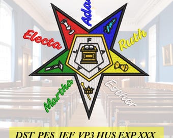 Order of the Eastern Star 5 degrees machine embroidery design files