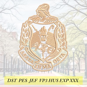 Delta Sigma Theta shield 1 color machine embroidery design files