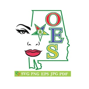 OES Order of the Eastern Star Alabama Cut File, Silhouette Cricut, Jpeg,dfx,svg, eps, png, clip art