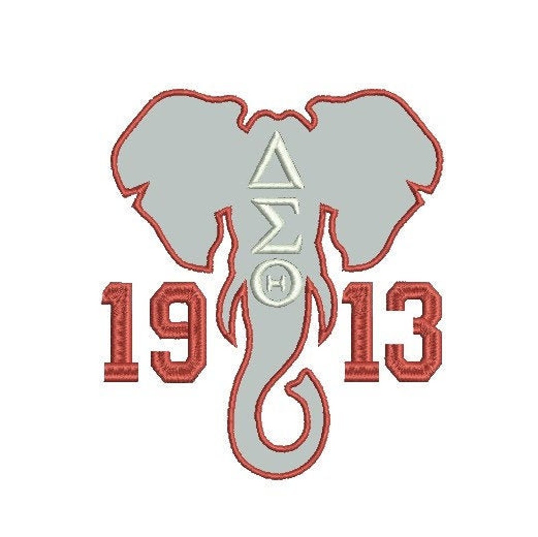 Delta Sigma Theta 1913 Elephant Applique Embroidery Design picture