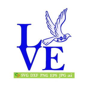 LOVE Zeta Phi Beta Dove cut File, Silhouette,Cricut, Jpeg, svg,dfx eps, png, clip art