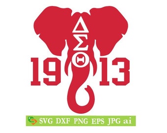 Delta Sigma Theta 1913 AEO elephant cut File, Silhouette,Cricut, Jpeg, svg,dfx, eps, png, clip art