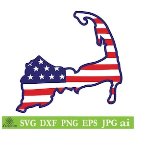 cape cod american flag,cut File, Silhouette, Cricut, Jpeg, svg,dfx, eps, png, clip art