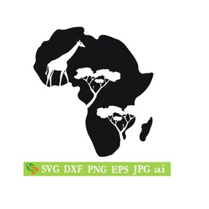Afrika Karte Silhouette, Cricut, Cut Files, Jpeg, SVG, EPS, PNG, Clip Art