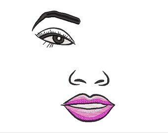 Womans face one eye machine embroidery design files